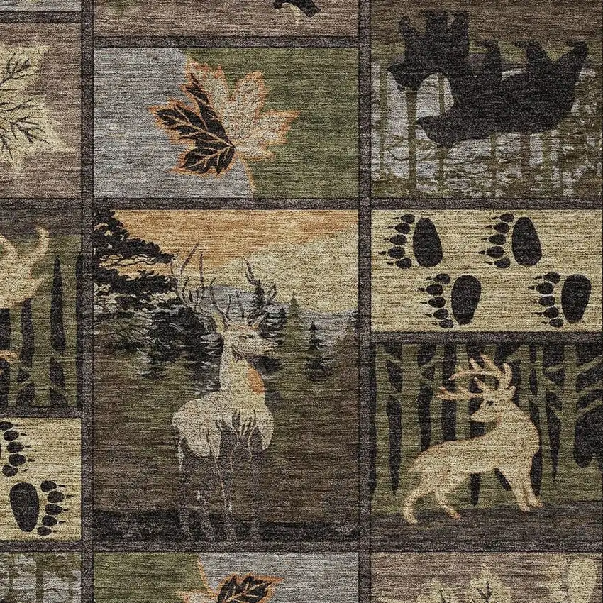 Black And Brown Bear Washable Indoor Outdoor Area Rug Photo 2