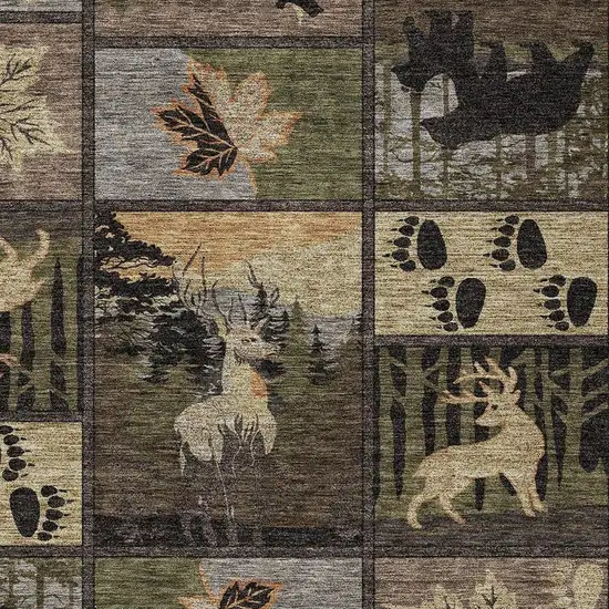 Black And Brown Bear Washable Indoor Outdoor Area Rug Photo 2