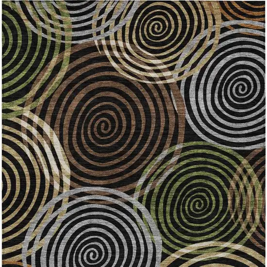 Black And Brown Geometric Washable Indoor Outdoor Area Rug Photo 3