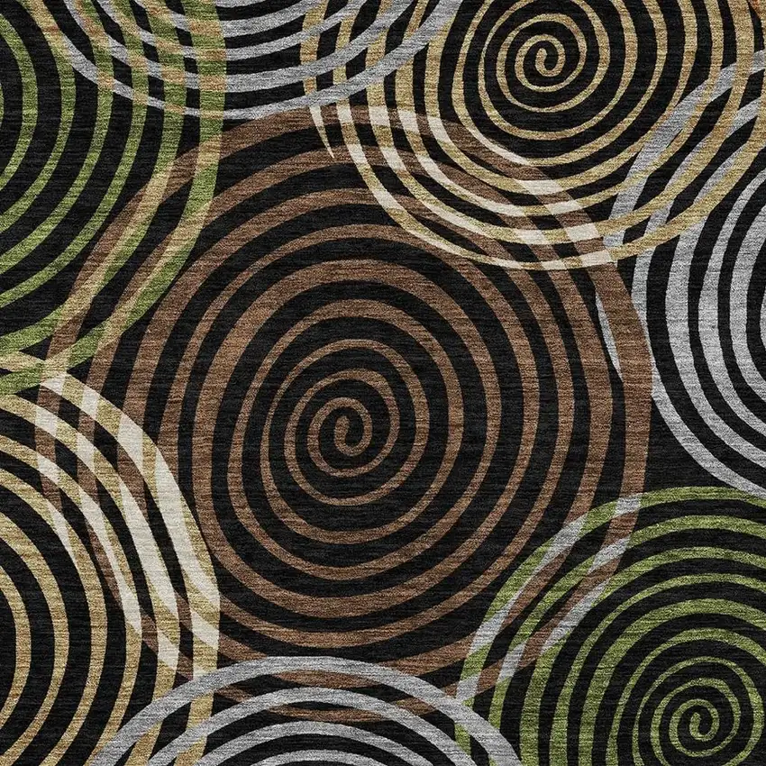 Black And Brown Geometric Washable Indoor Outdoor Area Rug Photo 2