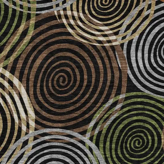 Black And Brown Geometric Washable Indoor Outdoor Area Rug Photo 2