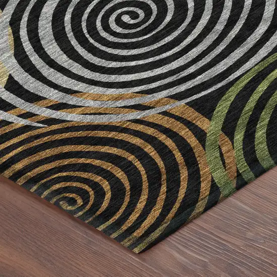 Black And Brown Geometric Washable Indoor Outdoor Area Rug Photo 8