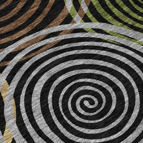 Black And Brown Geometric Washable Indoor Outdoor Area Rug Photo 9