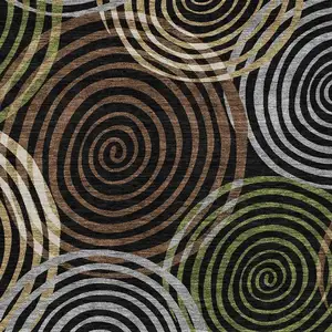 Photo of Black And Brown Geometric Washable Indoor Outdoor Area Rug