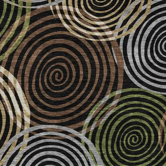 Black And Brown Geometric Washable Indoor Outdoor Area Rug Photo 2