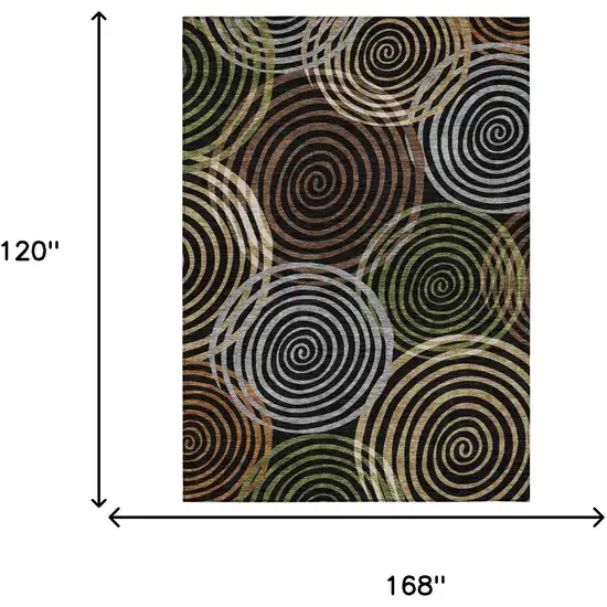Black And Brown Geometric Washable Indoor Outdoor Area Rug Photo 6