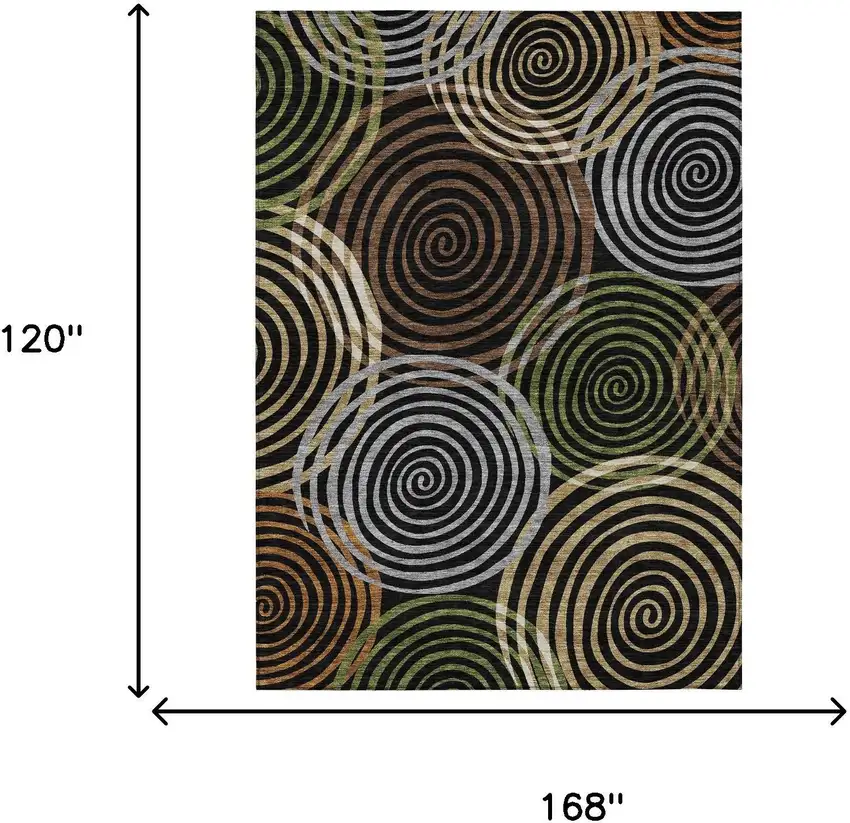 Black And Brown Geometric Washable Indoor Outdoor Area Rug Photo 6