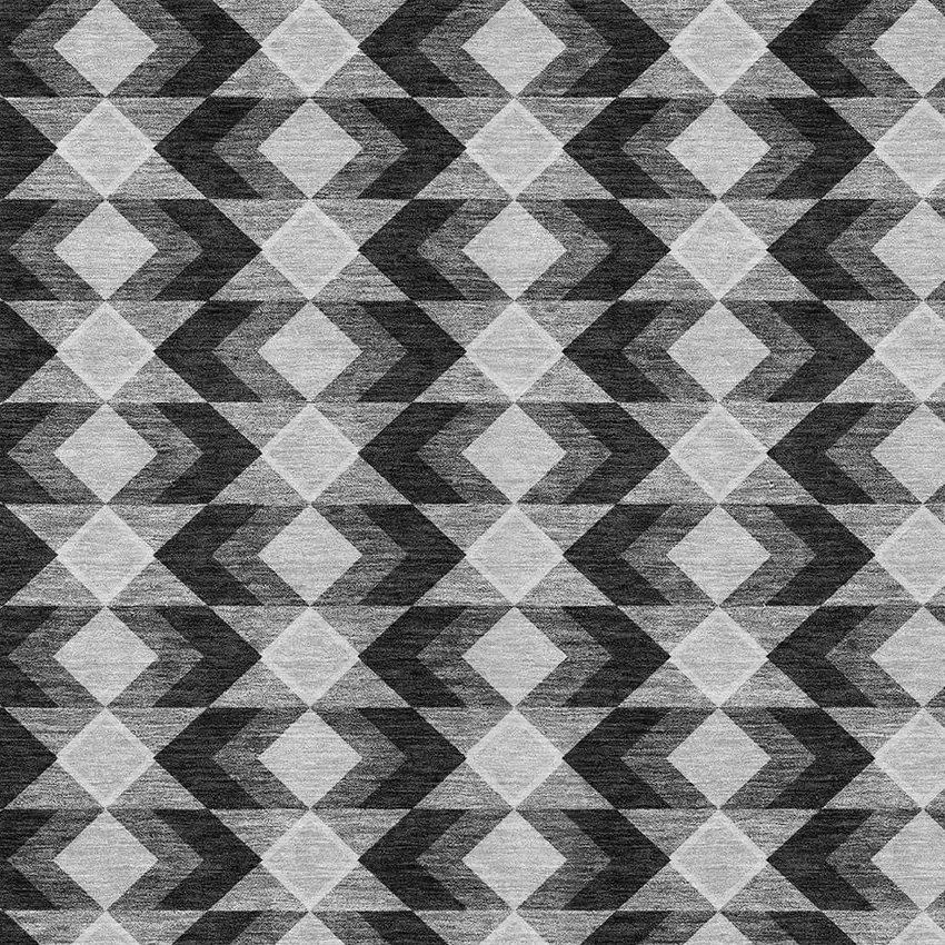 Black And Brown Geometric Washable Indoor Outdoor Area Rug Photo 5