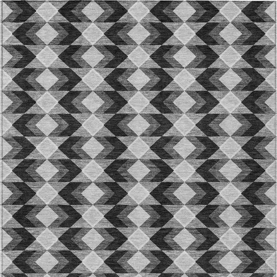Black And Brown Geometric Washable Indoor Outdoor Area Rug Photo 6