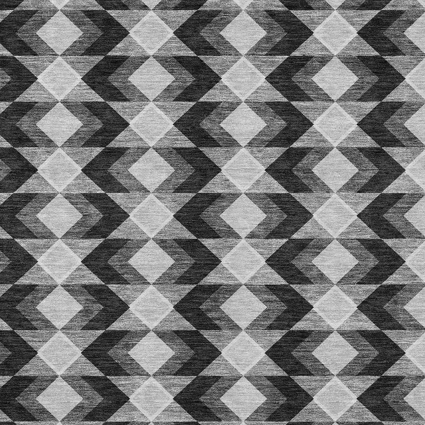 Black And Brown Geometric Washable Indoor Outdoor Area Rug Photo 3