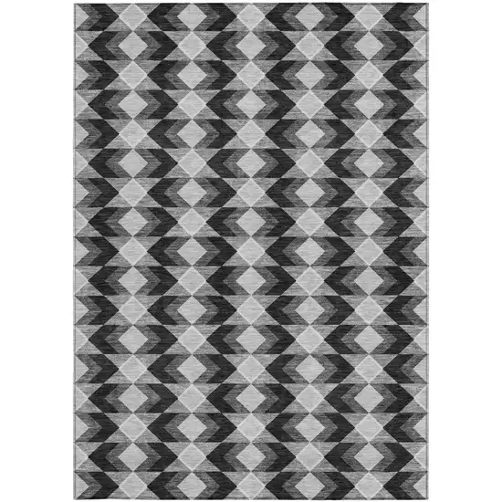Black And Brown Geometric Washable Indoor Outdoor Area Rug Photo 3