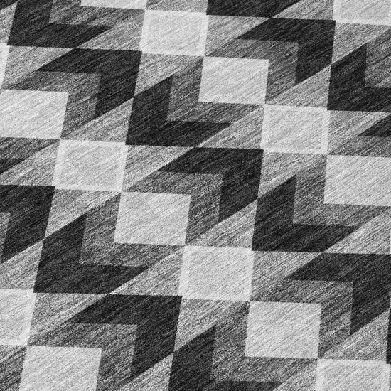 Black And Brown Geometric Washable Indoor Outdoor Area Rug Photo 7