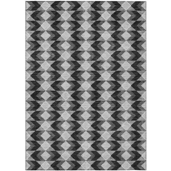 Black And Brown Geometric Washable Indoor Outdoor Area Rug Photo 2