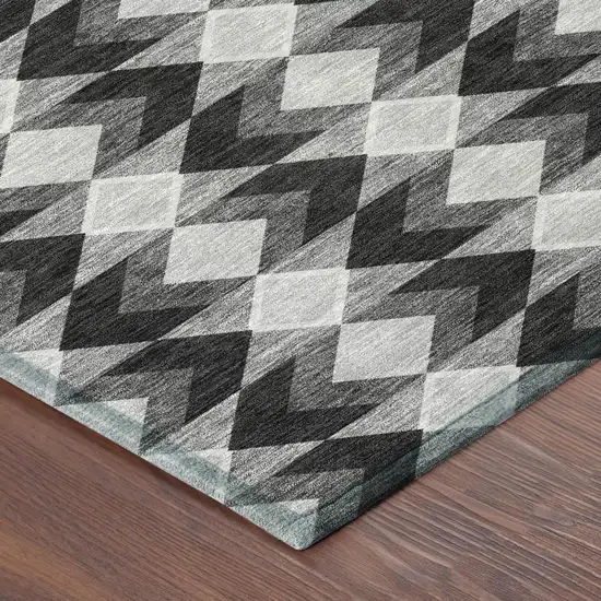 Black And Brown Geometric Washable Indoor Outdoor Area Rug Photo 6