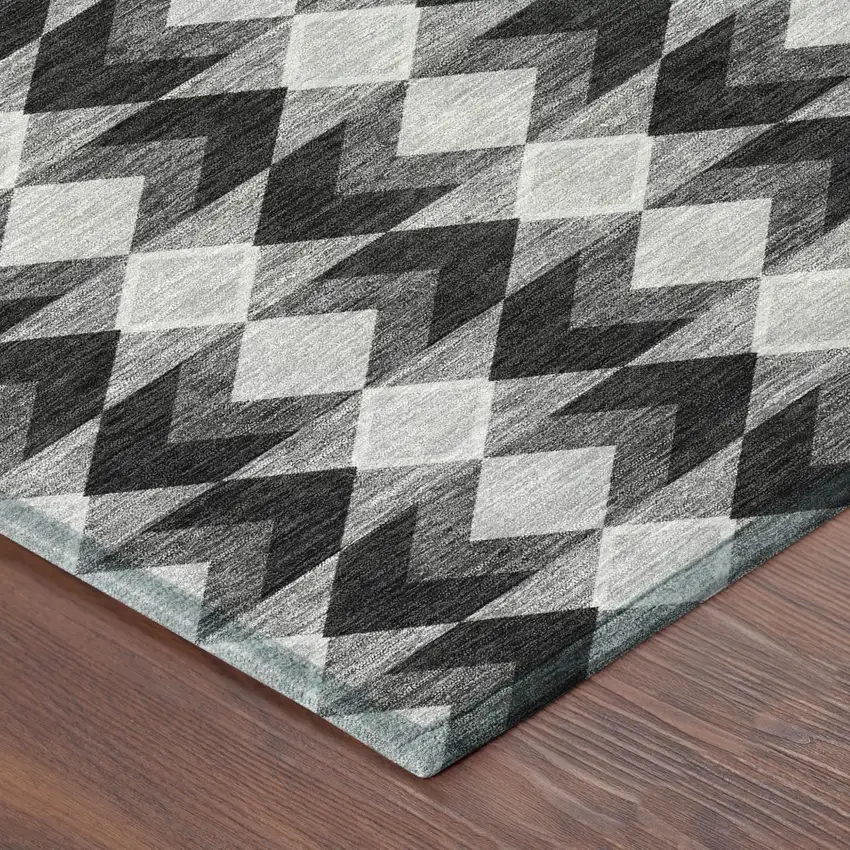Black And Brown Geometric Washable Indoor Outdoor Area Rug Photo 6