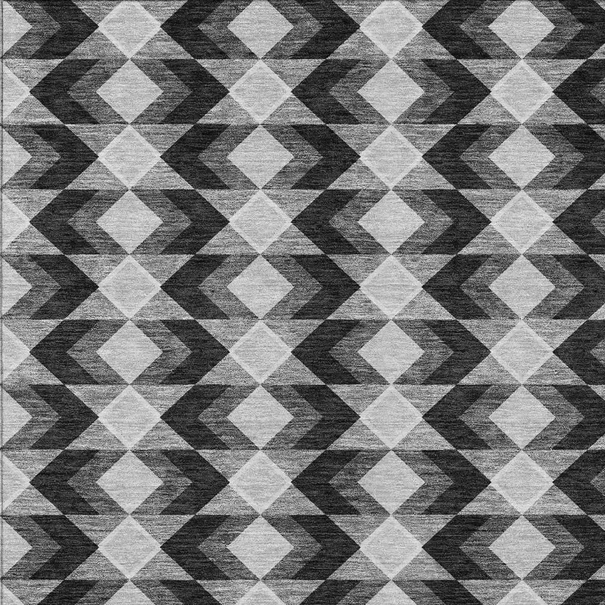 Black And Brown Geometric Washable Indoor Outdoor Area Rug Photo 5
