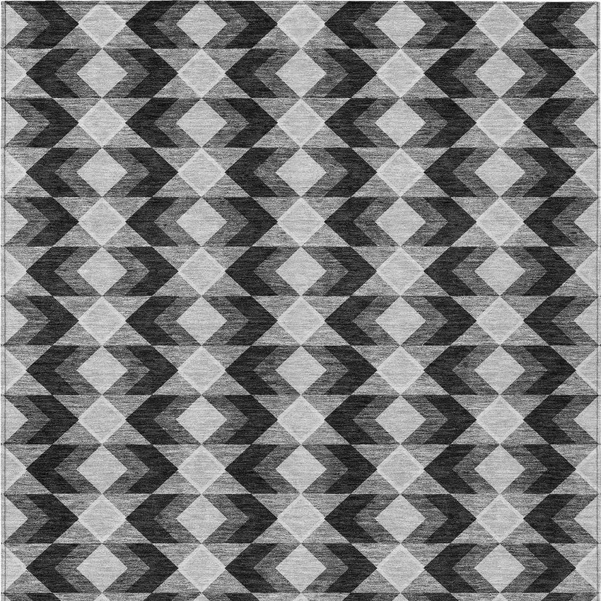 Black And Brown Geometric Washable Indoor Outdoor Area Rug Photo 4