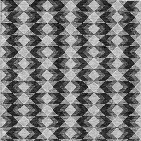 Black And Brown Geometric Washable Indoor Outdoor Area Rug Photo 4