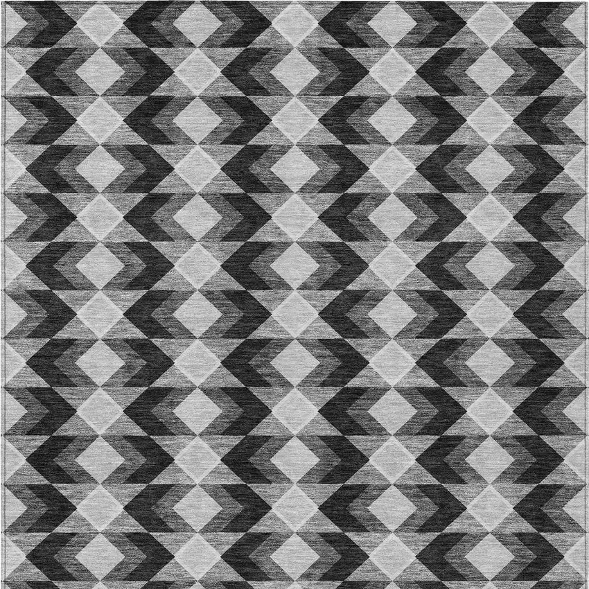 Black And Brown Geometric Washable Indoor Outdoor Area Rug Photo 6