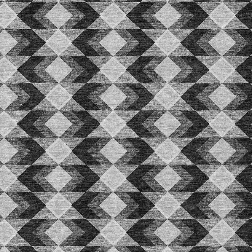 Black And Brown Geometric Washable Indoor Outdoor Area Rug Photo 3