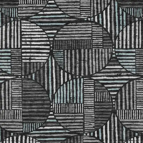 Black And Brown Geometric Washable Indoor Outdoor Area Rug Photo 3