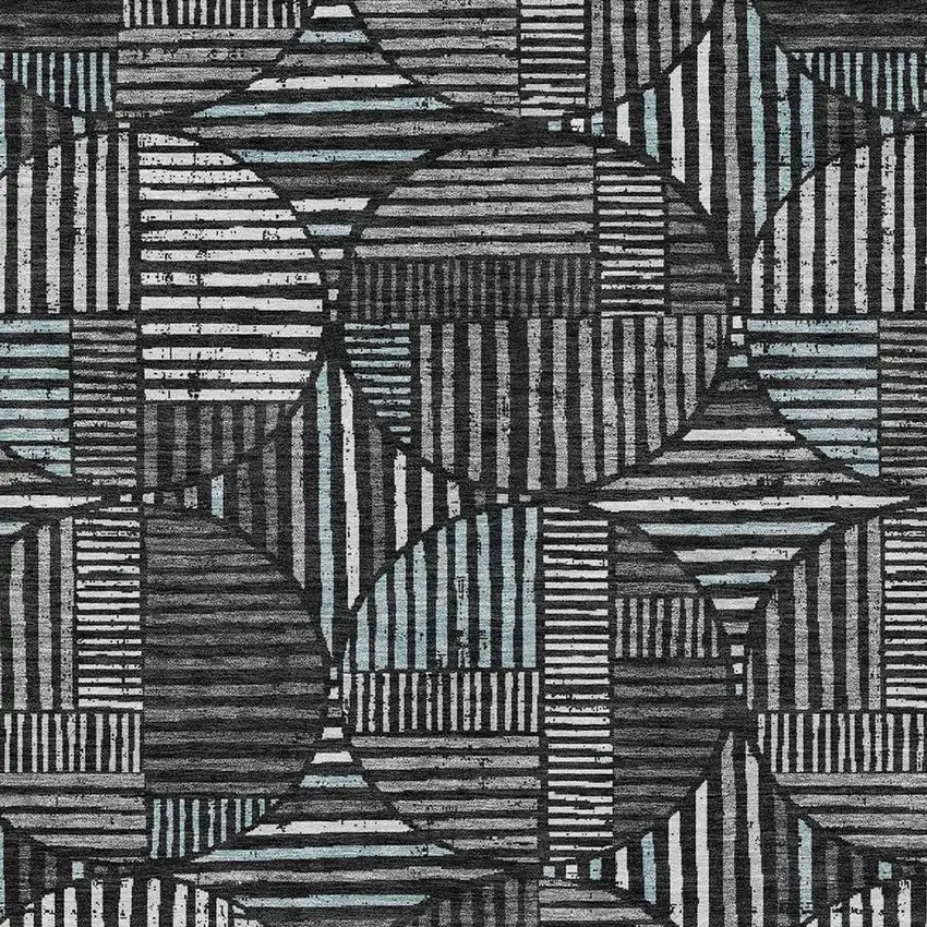 Black And Brown Geometric Washable Indoor Outdoor Area Rug Photo 3