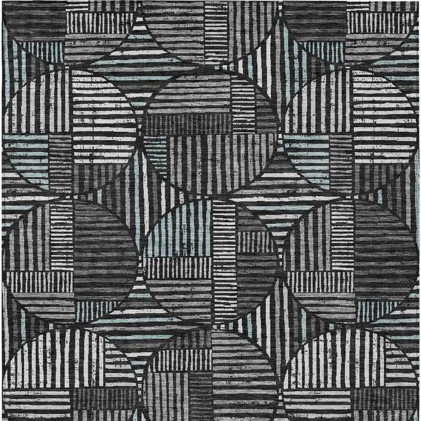 Black And Brown Geometric Washable Indoor Outdoor Area Rug Photo 4