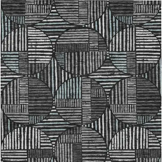 Black And Brown Geometric Washable Indoor Outdoor Area Rug Photo 4