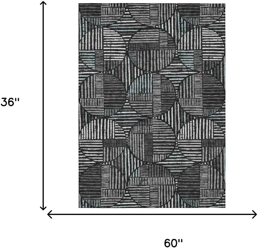 Black And Brown Geometric Washable Indoor Outdoor Area Rug Photo 7
