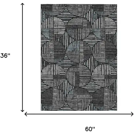 Black And Brown Geometric Washable Indoor Outdoor Area Rug Photo 7