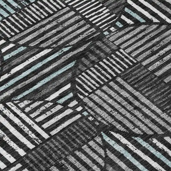 Black And Brown Geometric Washable Indoor Outdoor Area Rug Photo 6