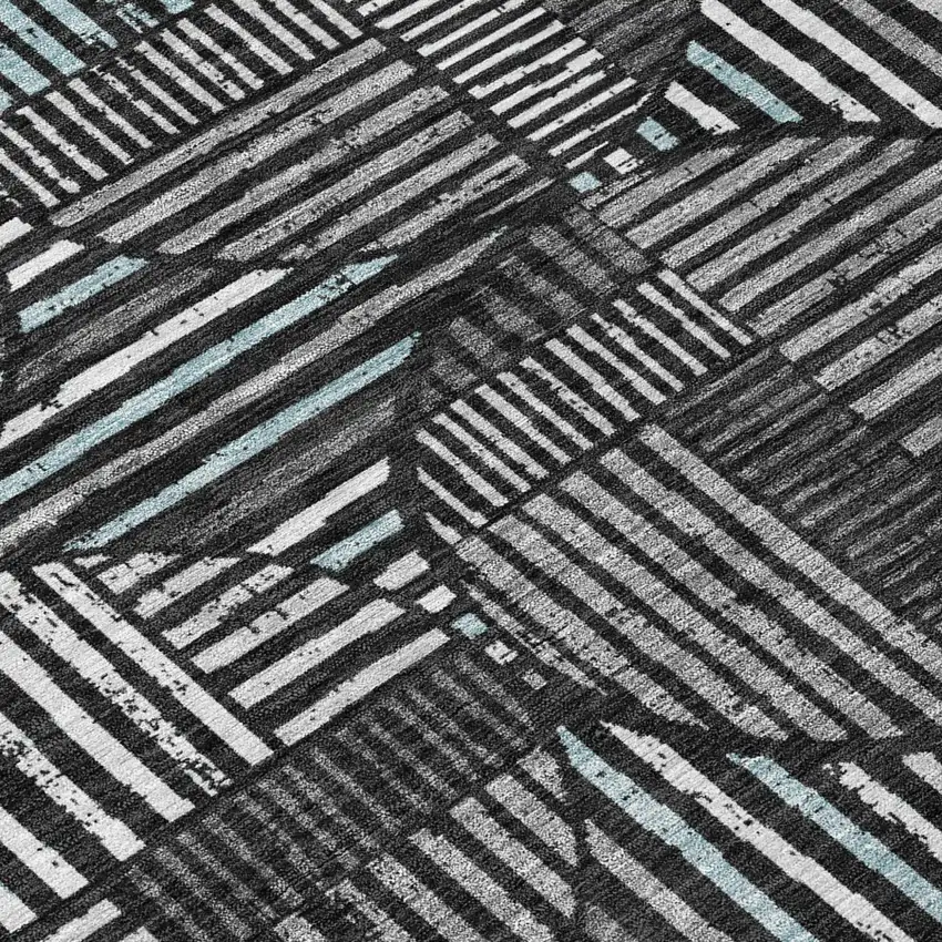 Black And Brown Geometric Washable Indoor Outdoor Area Rug Photo 6