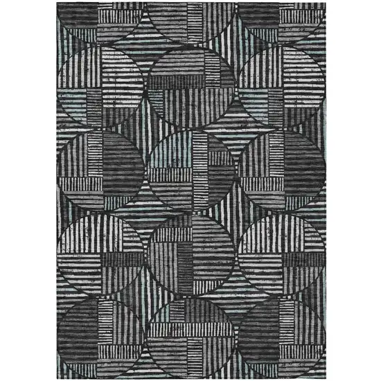 Black And Brown Geometric Washable Indoor Outdoor Area Rug Photo 2