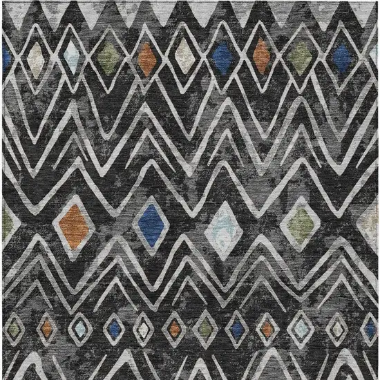 Black And Brown Geometric Washable Indoor Outdoor Area Rug Photo 3