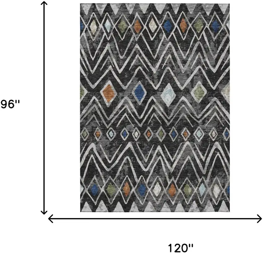 Black And Brown Geometric Washable Indoor Outdoor Area Rug Photo 7