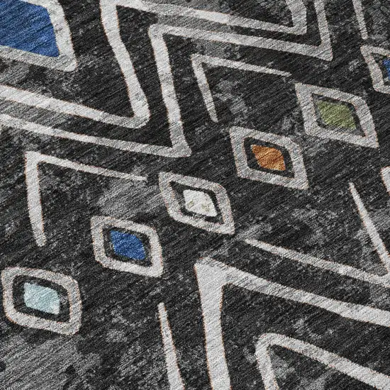 Black And Brown Geometric Washable Indoor Outdoor Area Rug Photo 6