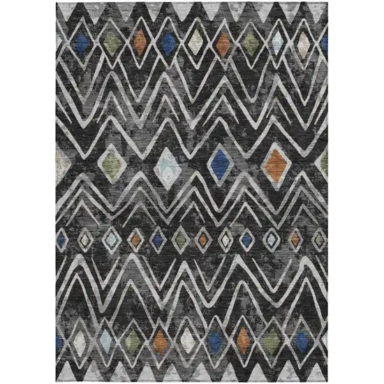 Black And Brown Geometric Washable Indoor Outdoor Area Rug Photo 4