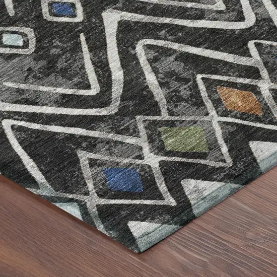 Black And Brown Geometric Washable Indoor Outdoor Area Rug Photo 5