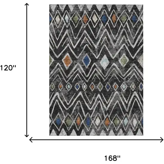 Black And Brown Geometric Washable Indoor Outdoor Area Rug Photo 7
