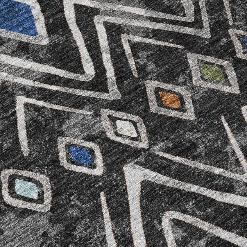 Black And Brown Geometric Washable Indoor Outdoor Area Rug Photo 6