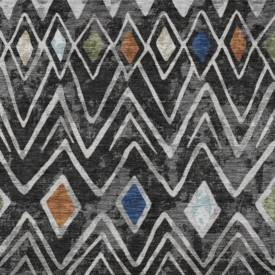Black And Brown Geometric Washable Indoor Outdoor Area Rug Photo 3