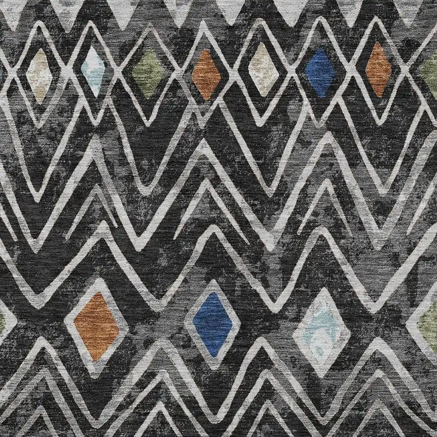 Black And Brown Geometric Washable Indoor Outdoor Area Rug Photo 3