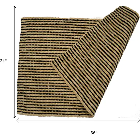 Black And Brown Jute Striped Hand Woven Area Rug Photo 5