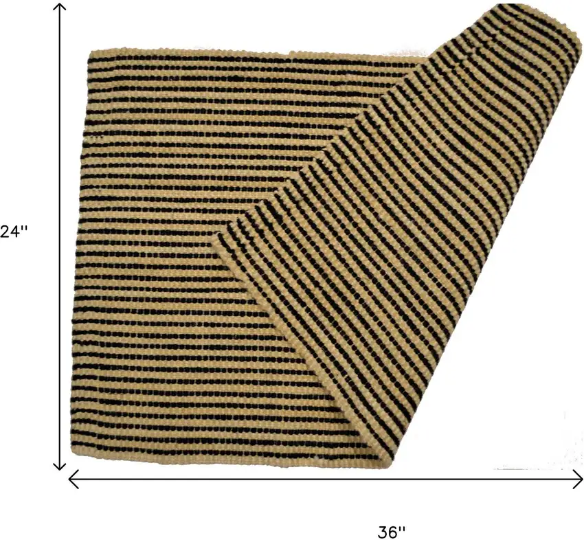 Black And Brown Jute Striped Hand Woven Area Rug Photo 5