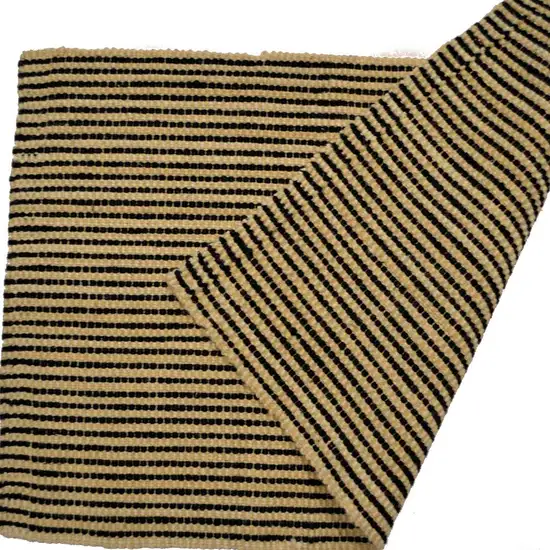 Black And Brown Jute Striped Hand Woven Area Rug Photo 4