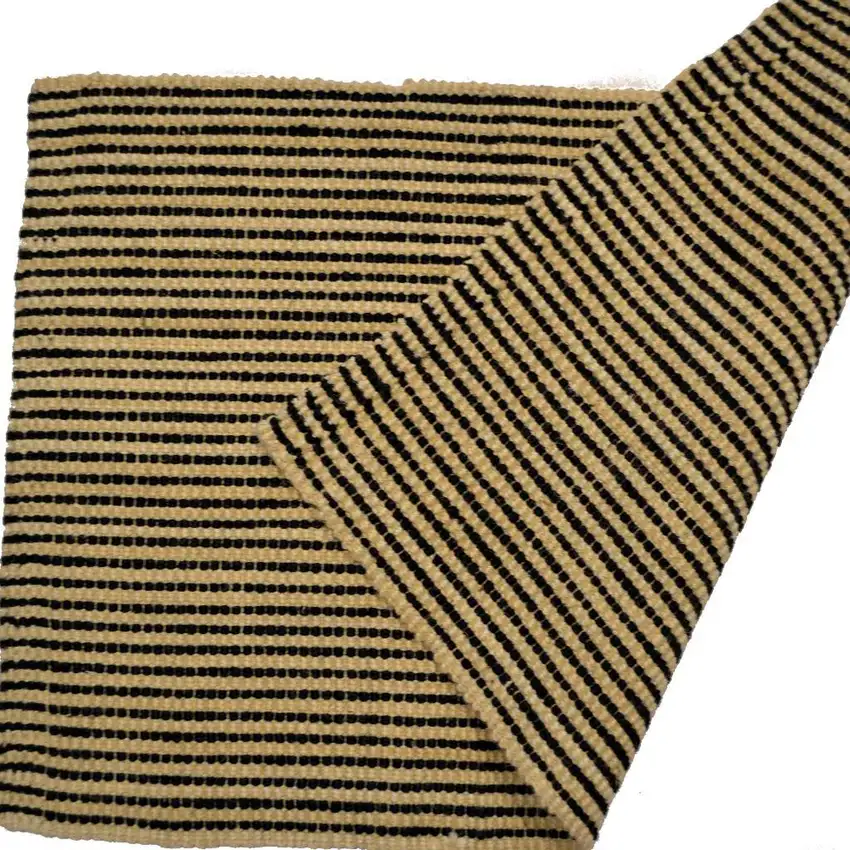 Black And Brown Jute Striped Hand Woven Area Rug Photo 4