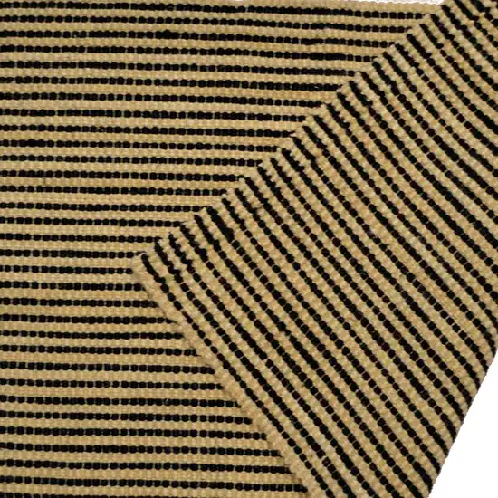 Black And Brown Jute Striped Hand Woven Area Rug Photo 3