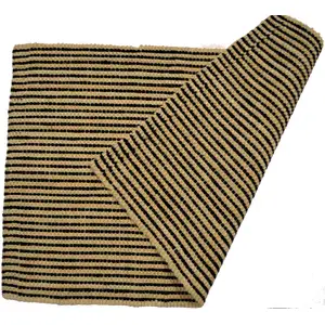 Photo of Black And Brown Jute Striped Hand Woven Area Rug