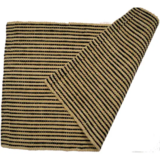 Black And Brown Jute Striped Hand Woven Area Rug Photo 1