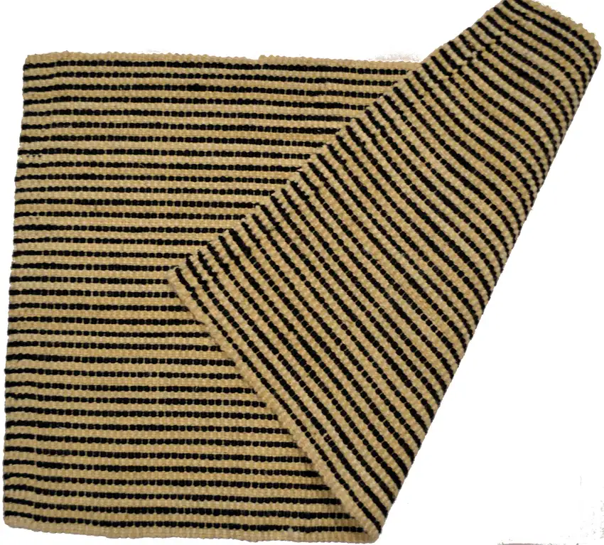 Black And Brown Jute Striped Hand Woven Area Rug Photo 1
